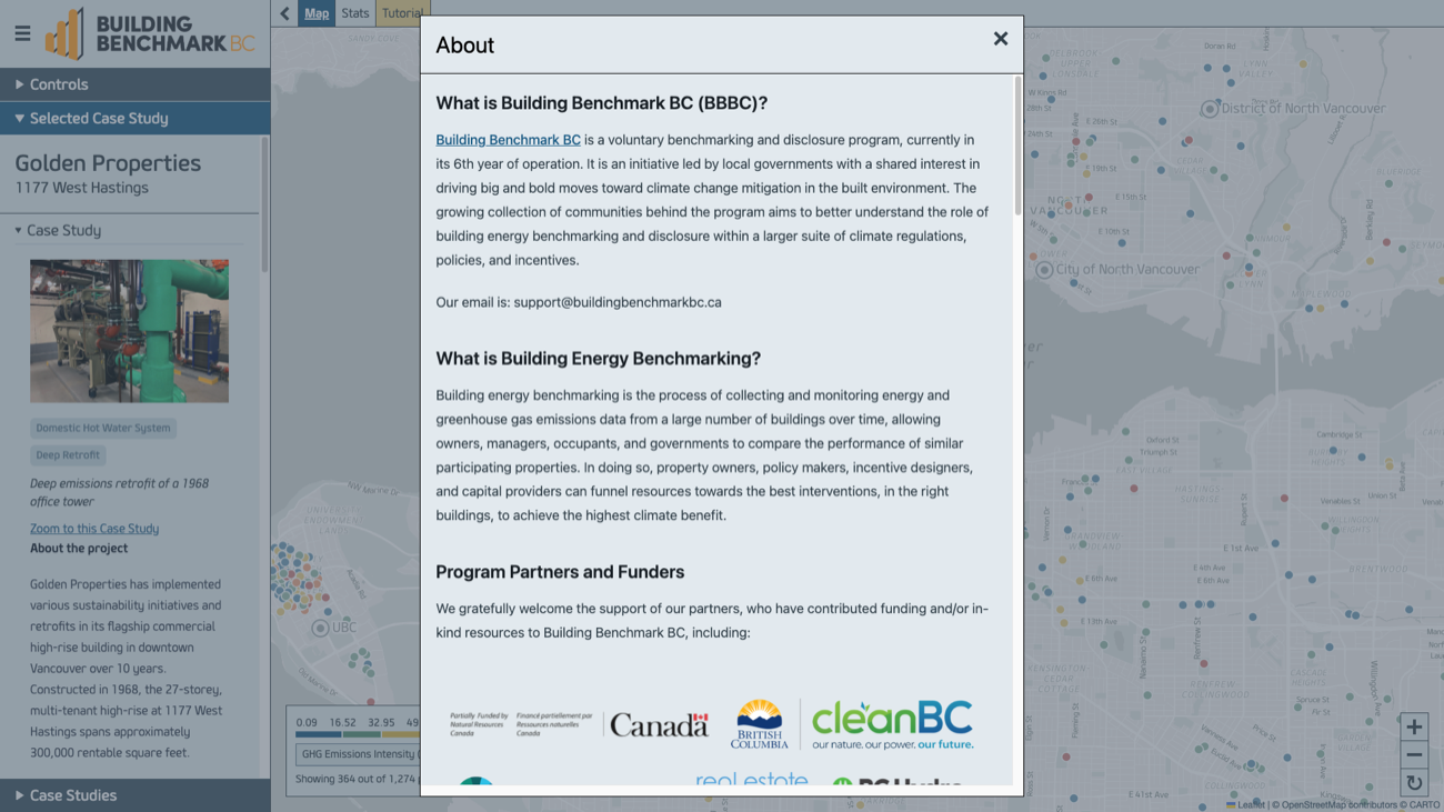 The same case study selected, revealing its client-authored copy in the sidebar