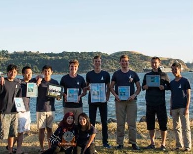 The UBC Sailbot team celebrating their win at the 2014 International Robotic Sailing Regatta